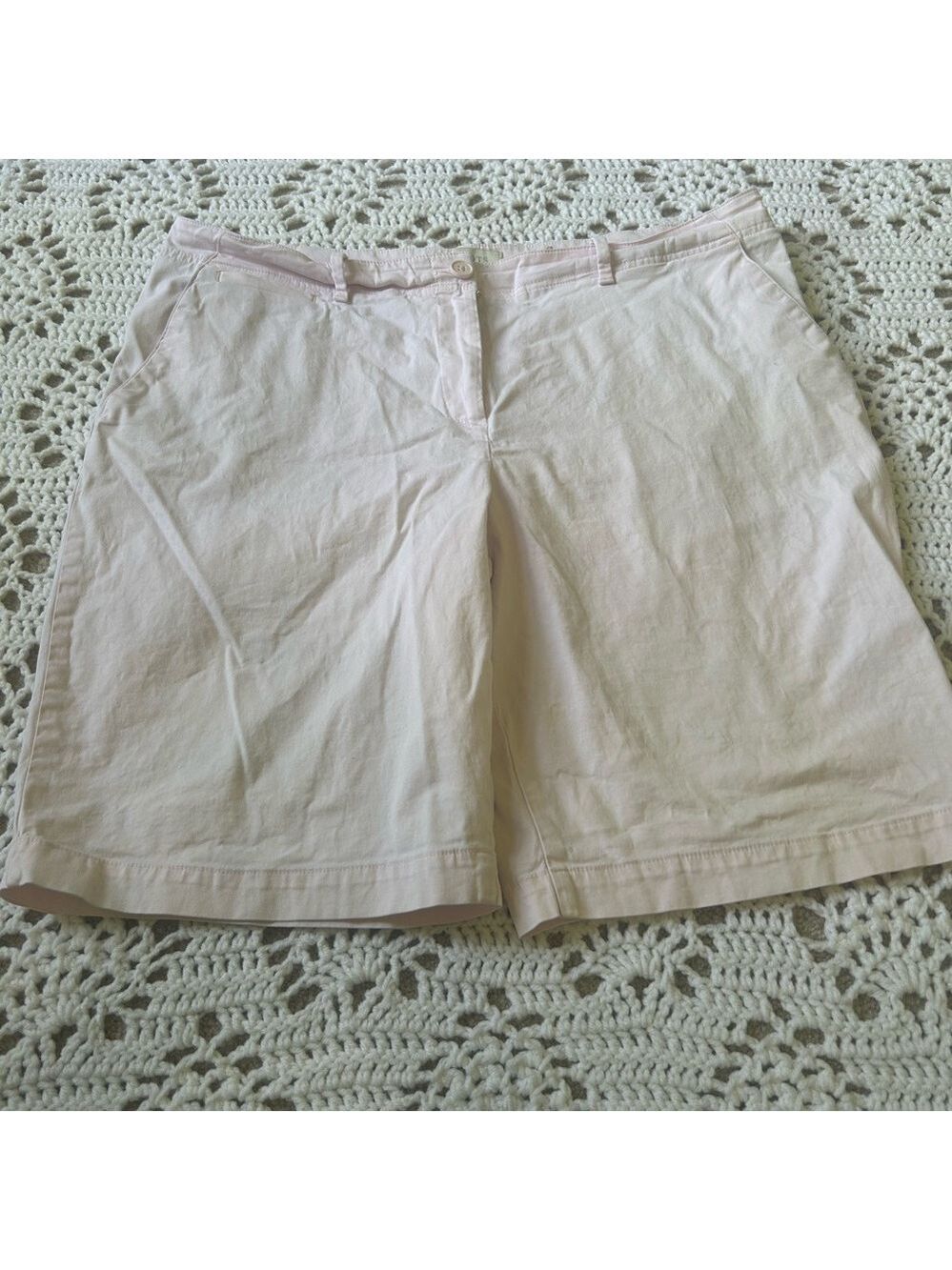 TALBOTS Bermuda Chino Casual Shorts 16 Pale Pink - Picture 2 of 9